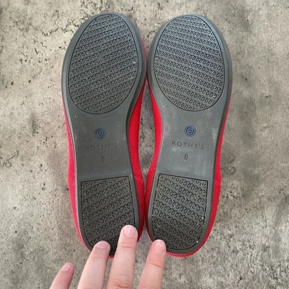 rothy’s bright red rounded toe knit flats womens size 8